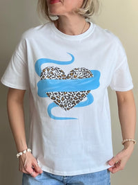 Heart -t-paita, valkoinen / sininen