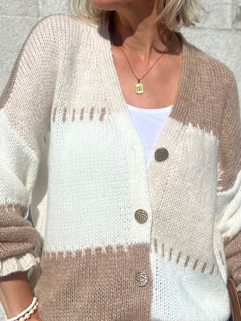 Bella -neuletakki, tumma beige