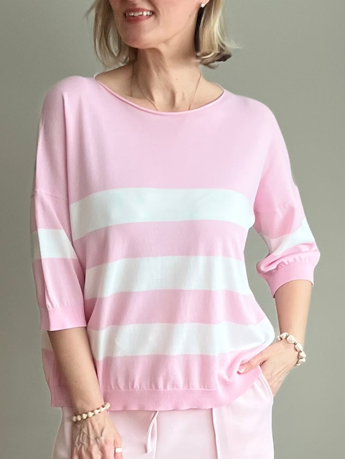 Sole -neule, roosa / valkoinen