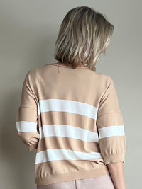 Sole -neule, toffee / valkoinen