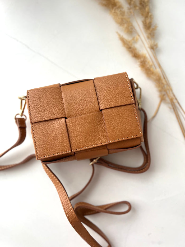 Gina leather bag, cognac
