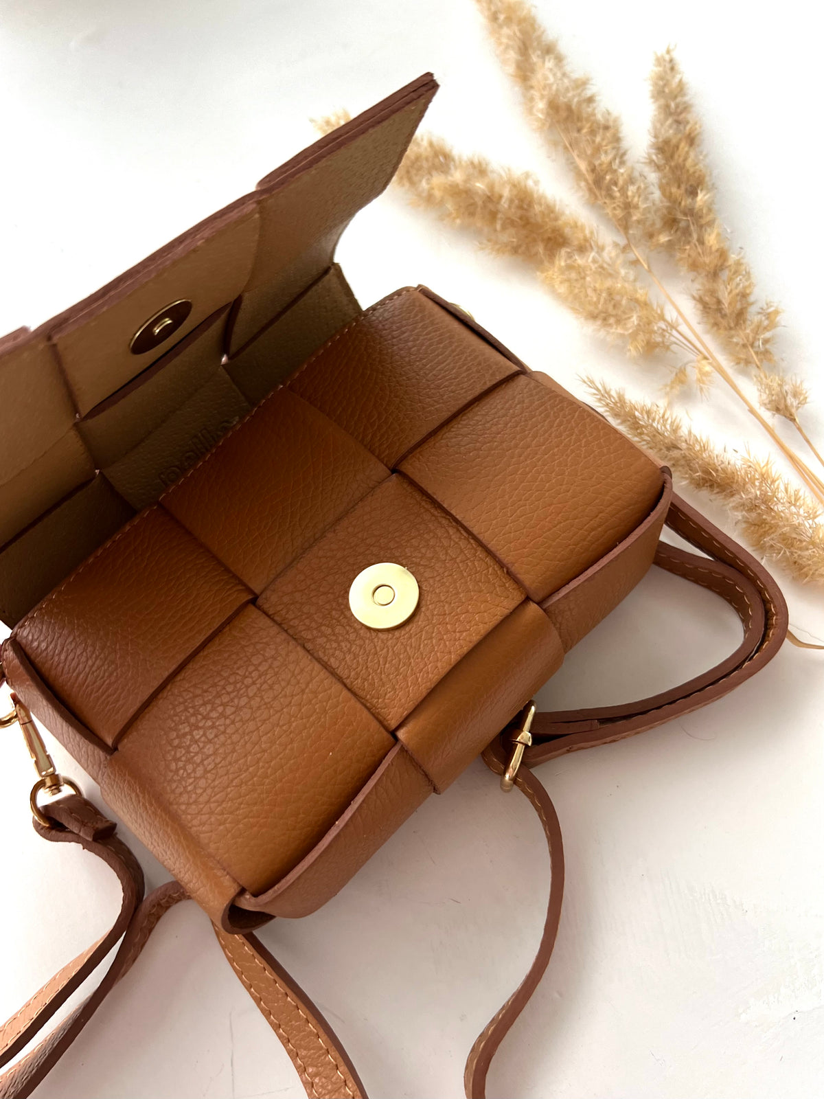 Gina leather bag, cognac