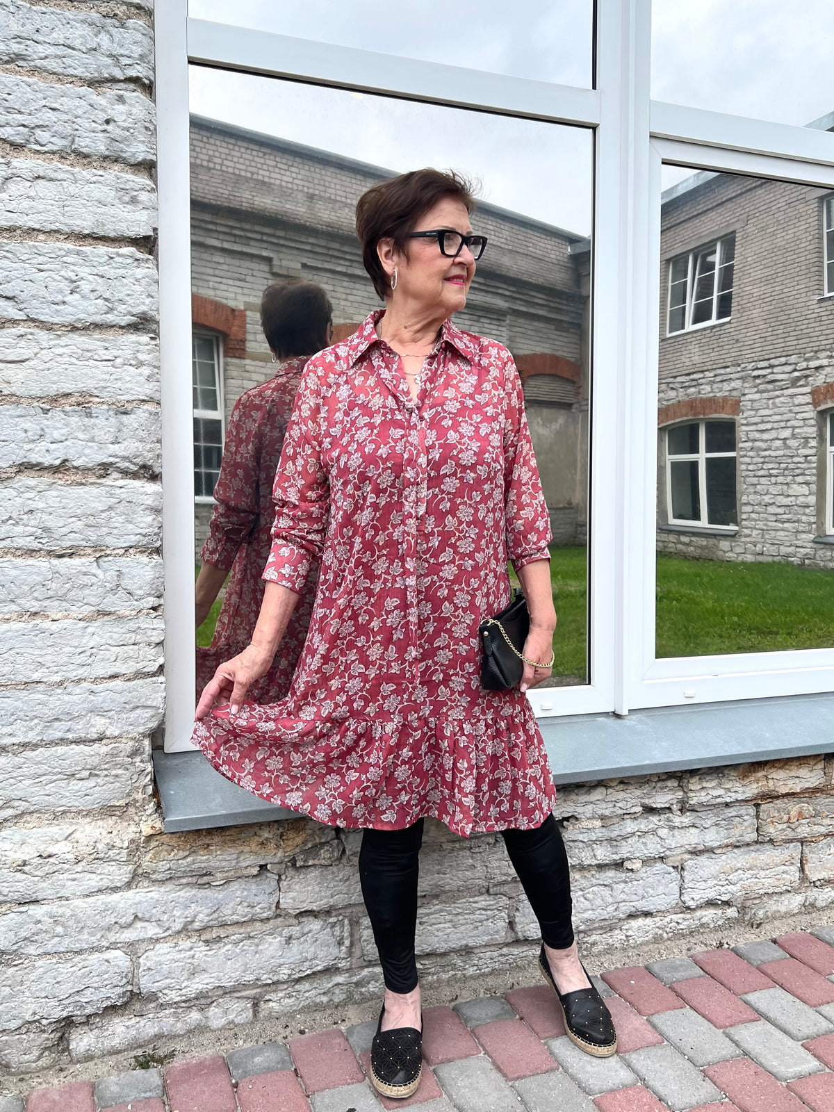 Pop -sifonkimekko, oxblood red / multicolor