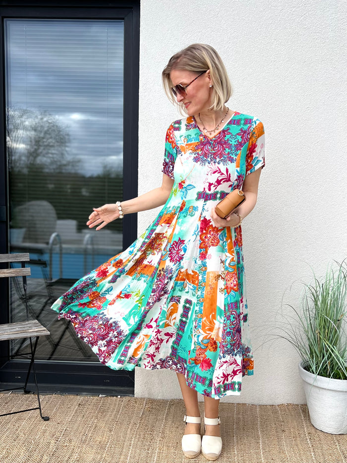 Camden Town Godet dress, multicolor