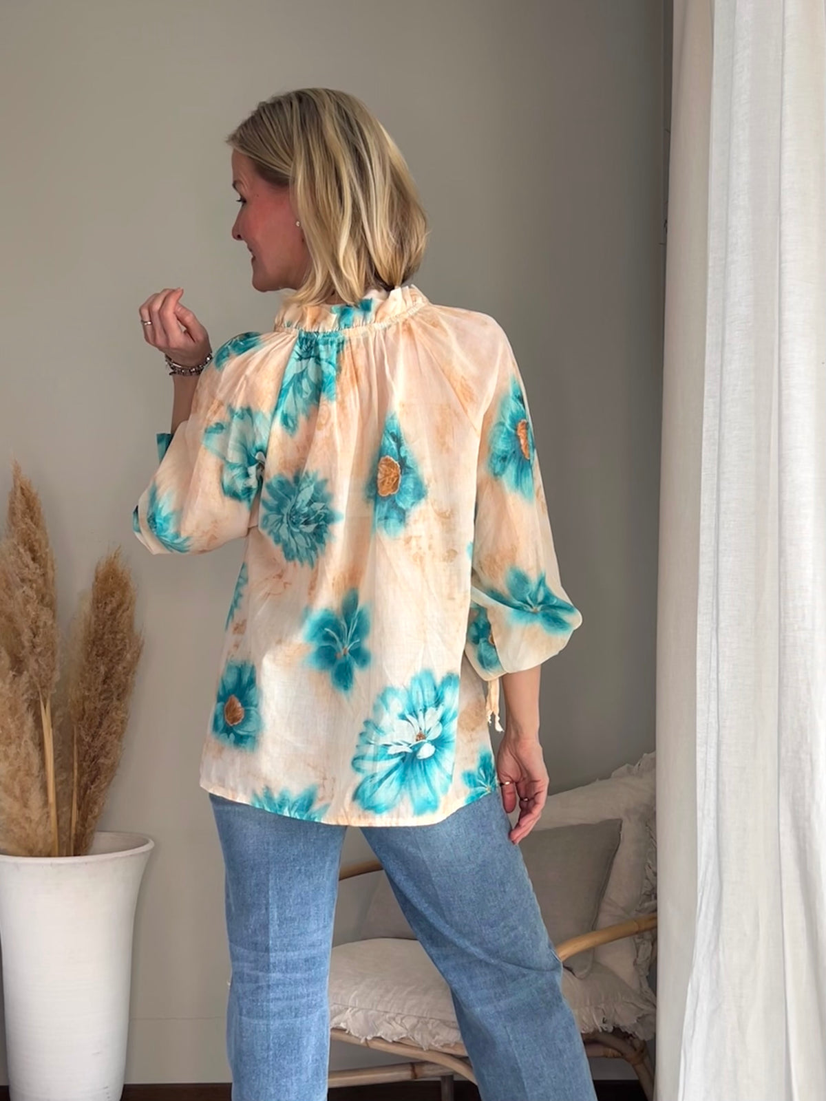 Havana cotton shirt, aqua green