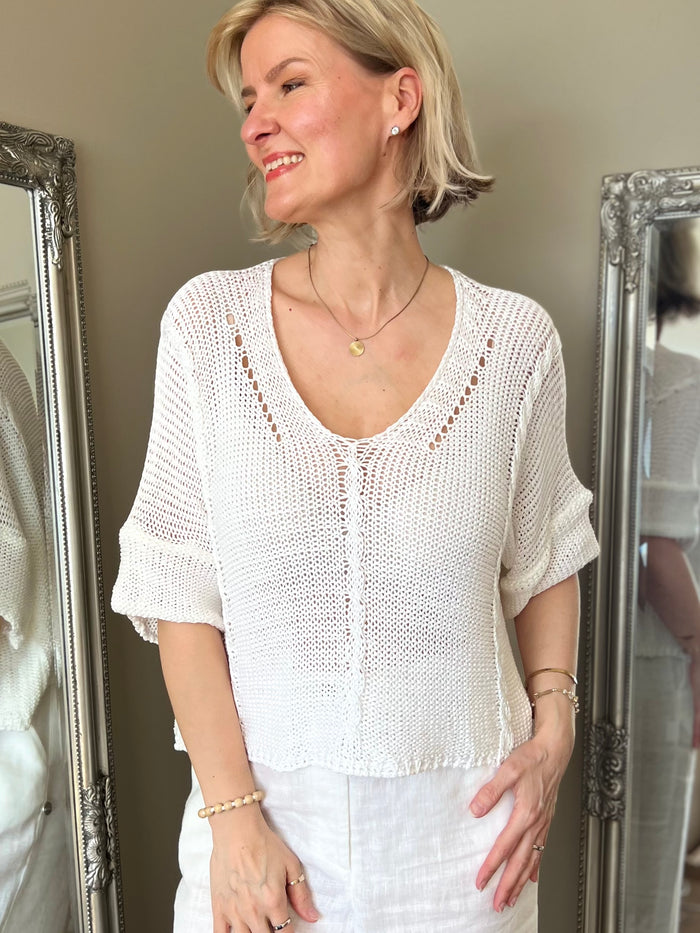 Luisa -puuvillaneule, valkoinen