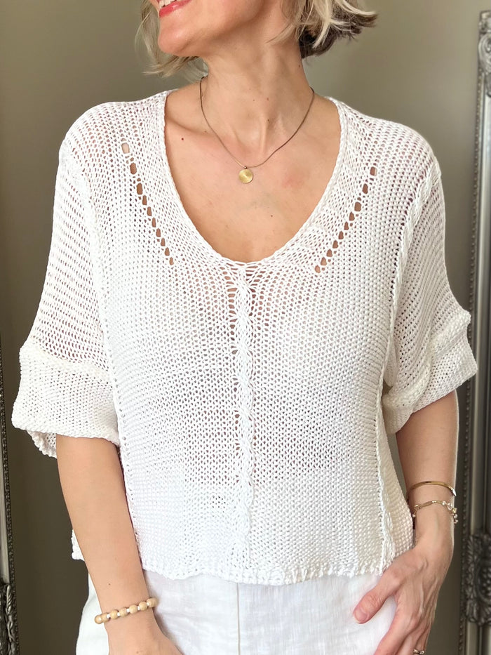 Luisa -puuvillaneule, valkoinen