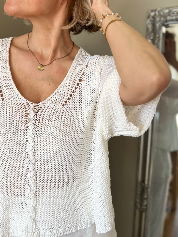 Luisa -puuvillaneule, valkoinen