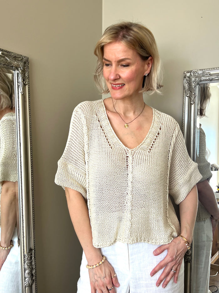 Luisa -puuvillaneule, beige