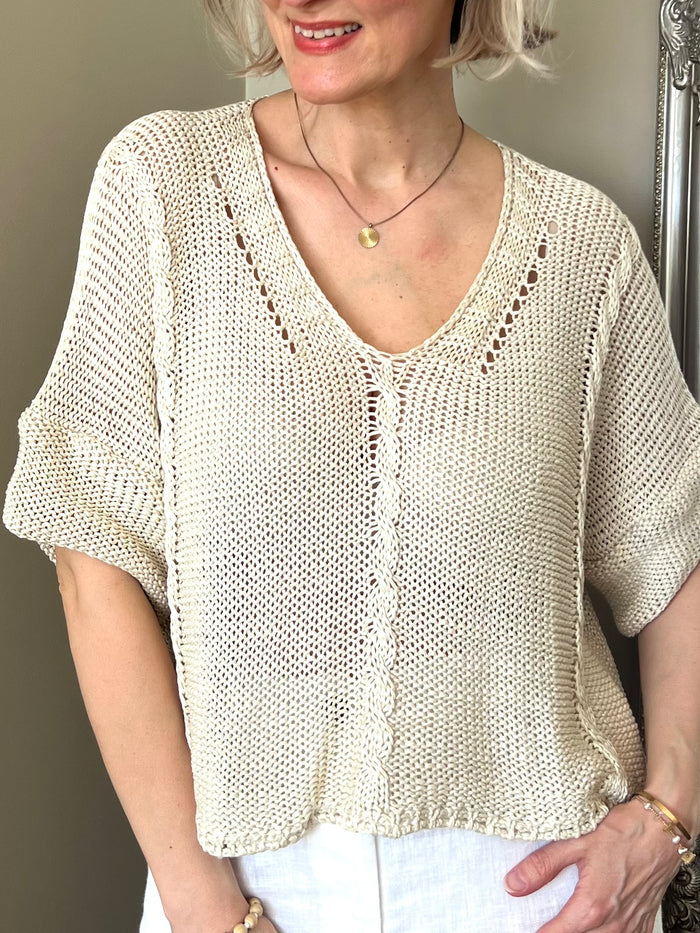 Luisa -puuvillaneule, beige