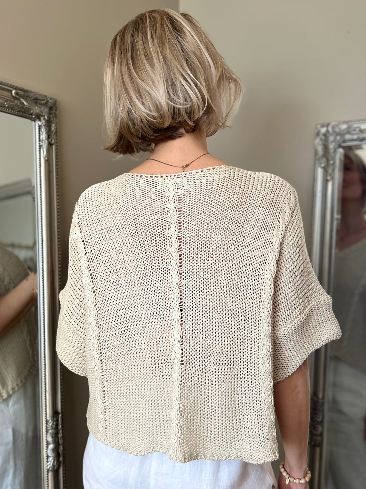 Luisa -puuvillaneule, beige