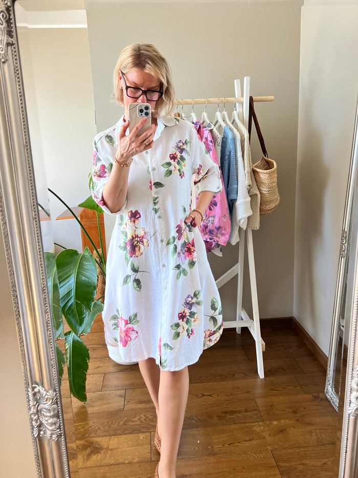 Rosetta -pellavamekko, valkoinen