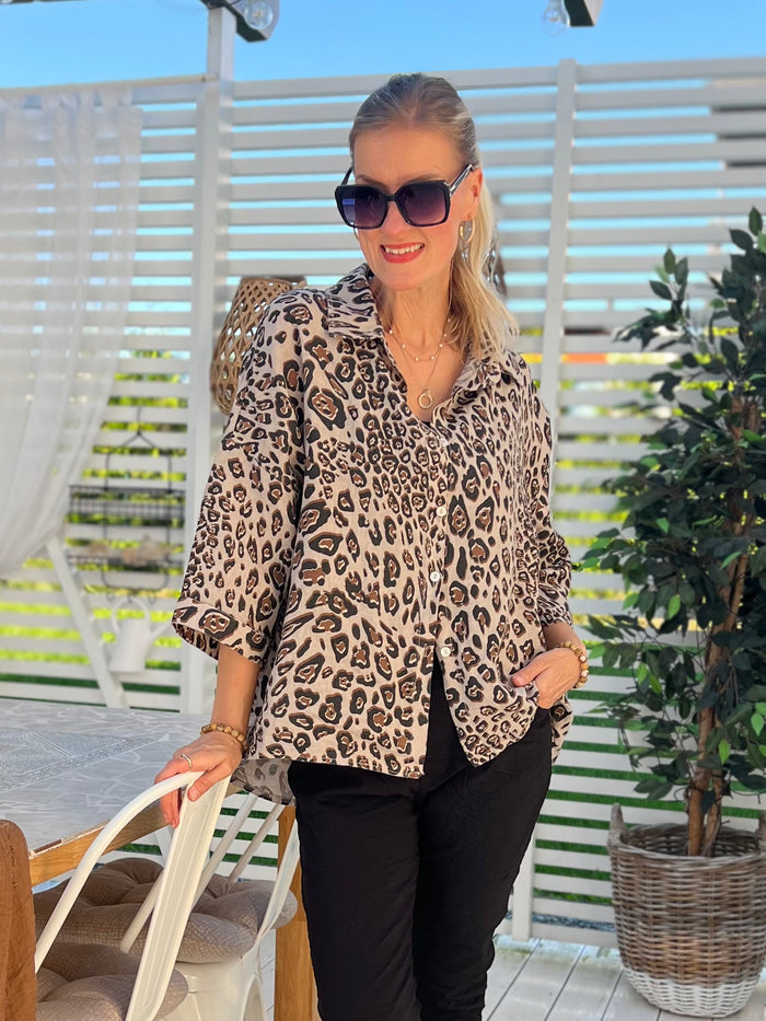 Savannah linen shirt, camel