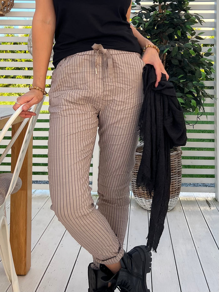 Idaho stripes -joggerit, taupe