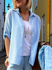 Fiona cotton shirt, sky blue