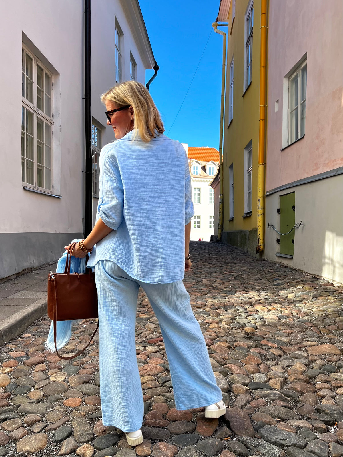 Fiona cotton shirt, sky blue