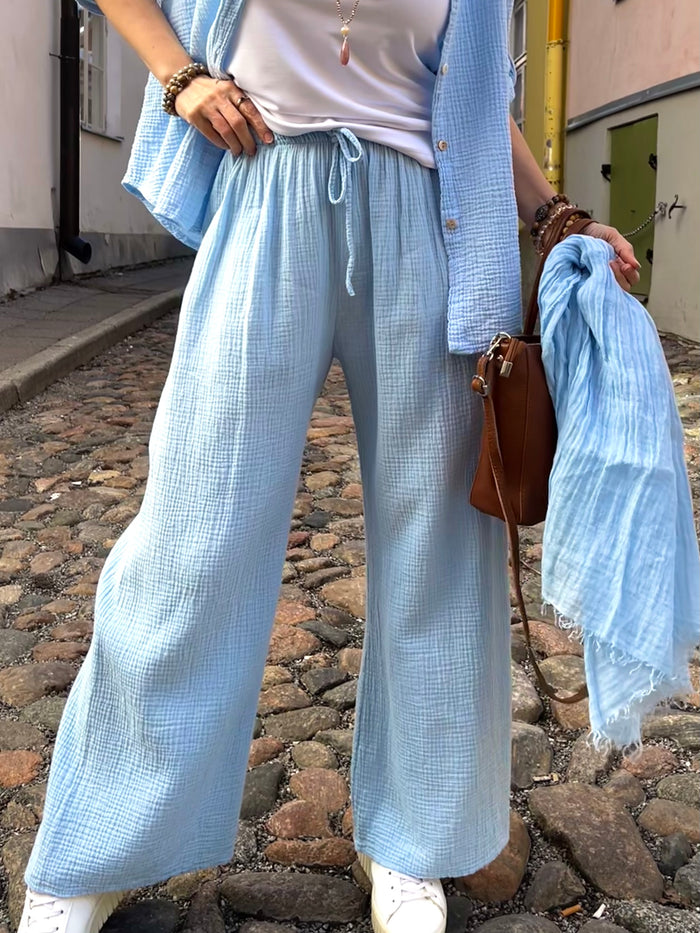 Fiona cotton trousers, sky blue