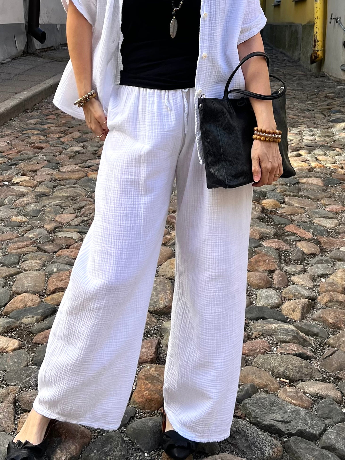 Fiona cotton trousers, white