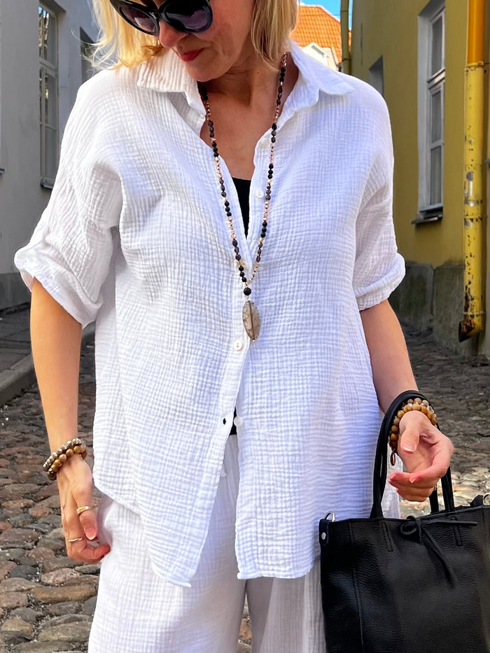 Fiona cotton shirt, white