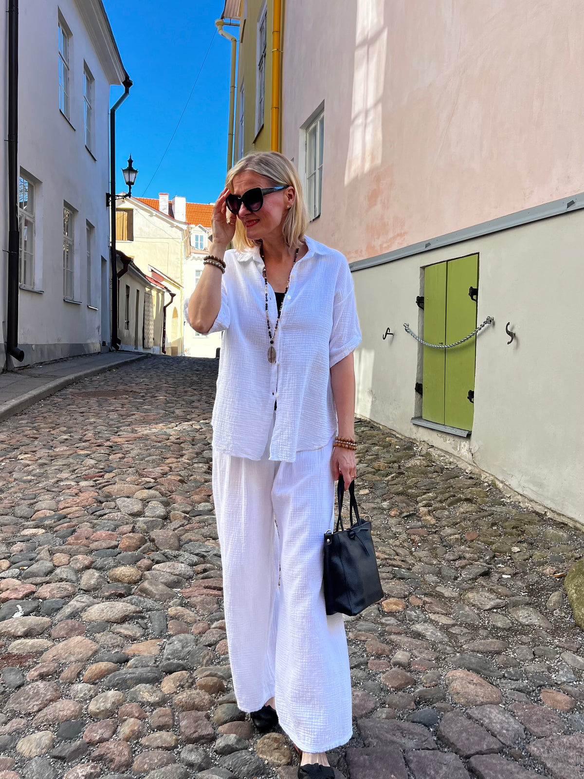 Fiona cotton trousers, white