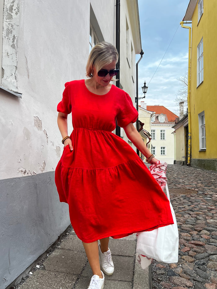 Alexandra -pellavamekko, korallinpunainen