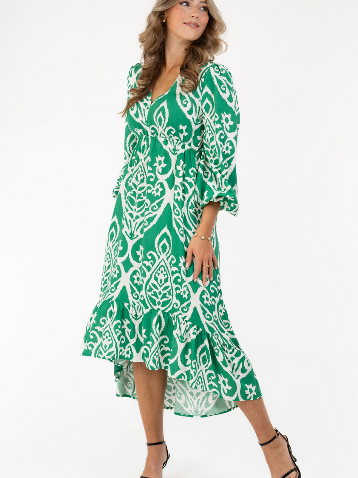 Daria dress, spring green/creme