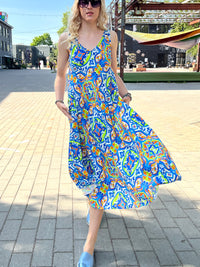 Miami-mekko, sininen / multicolor