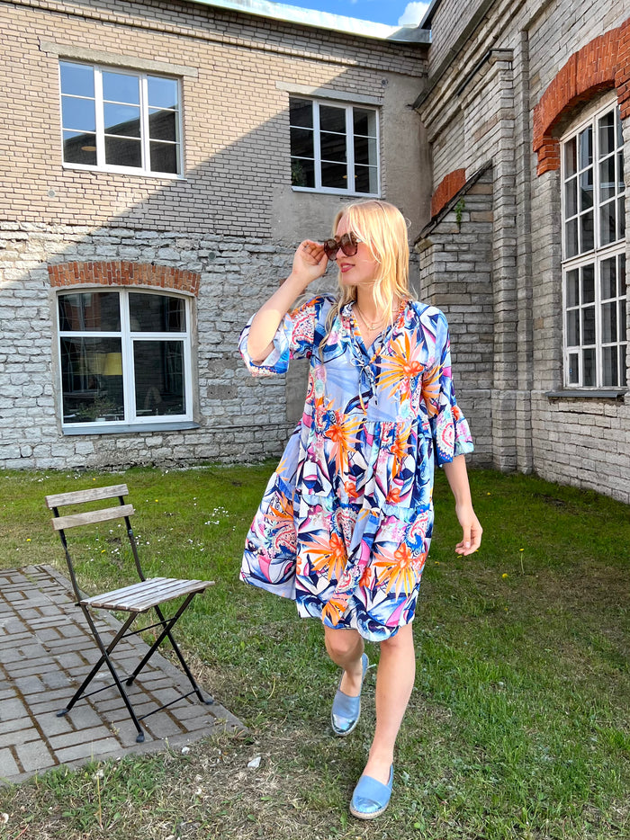 California dress, blue / multicolor