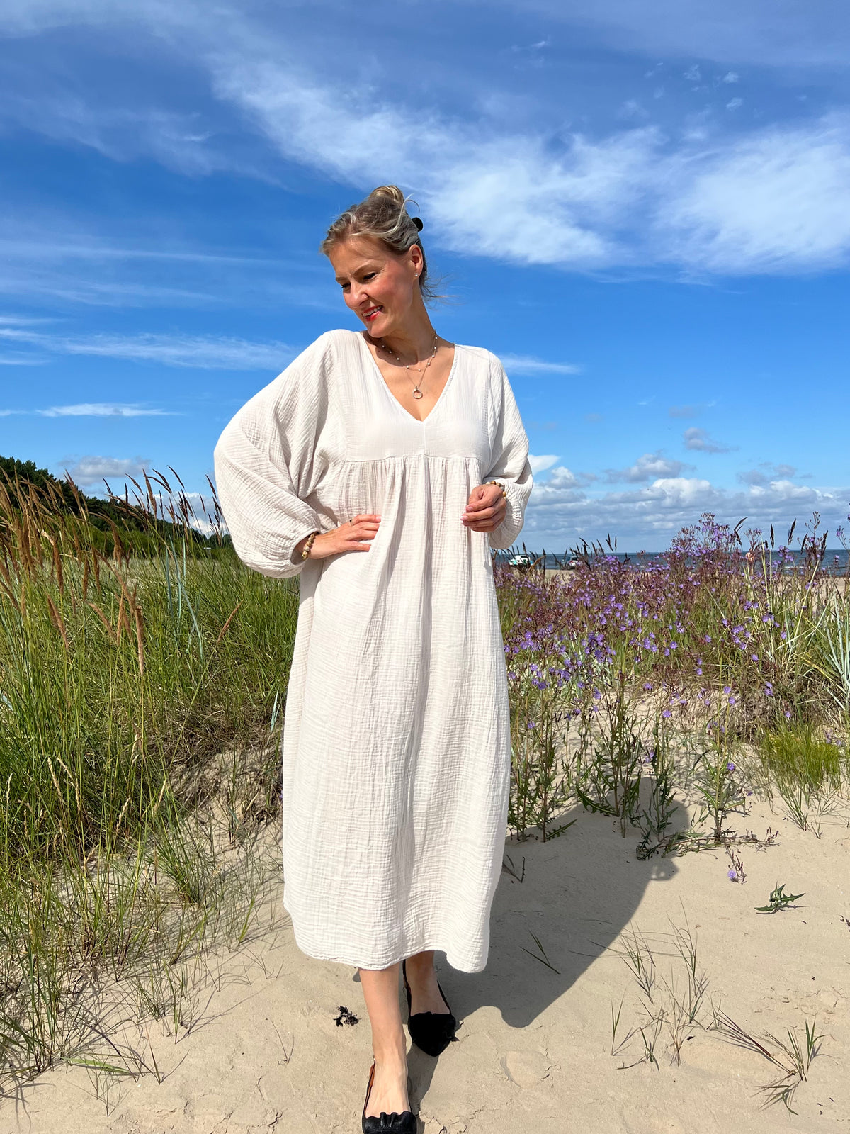 Madrid puuvillamekko, vaalea hiekka