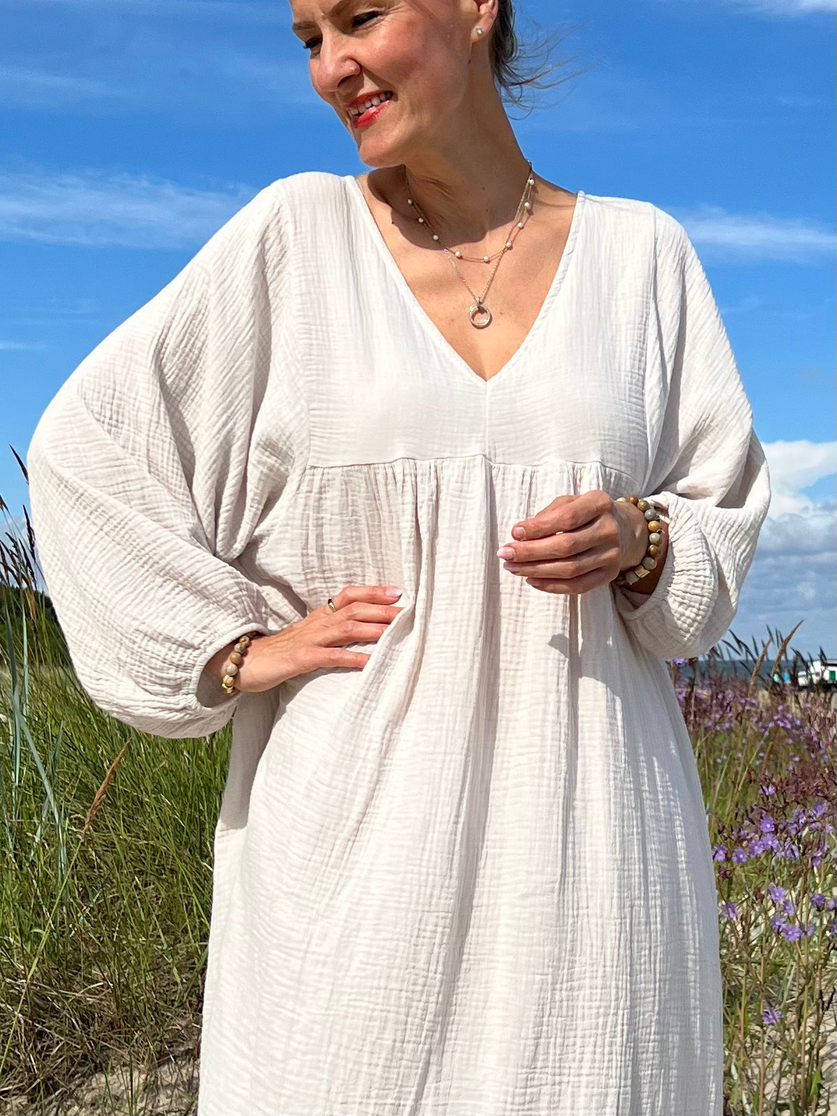 Madrid puuvillamekko, vaalea hiekka