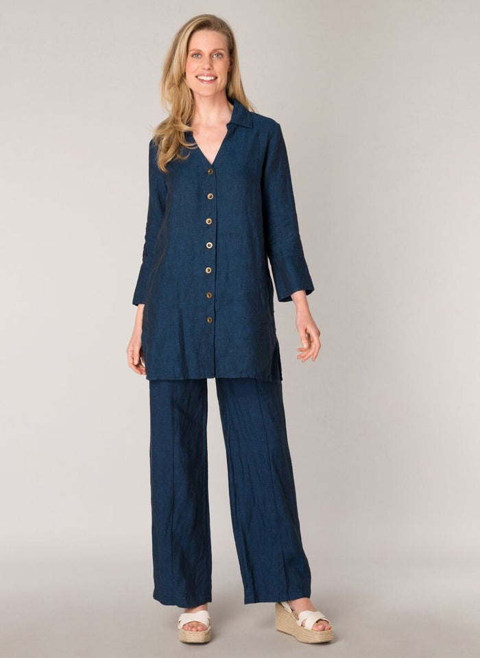 Inci linen jacket, indigo/melange