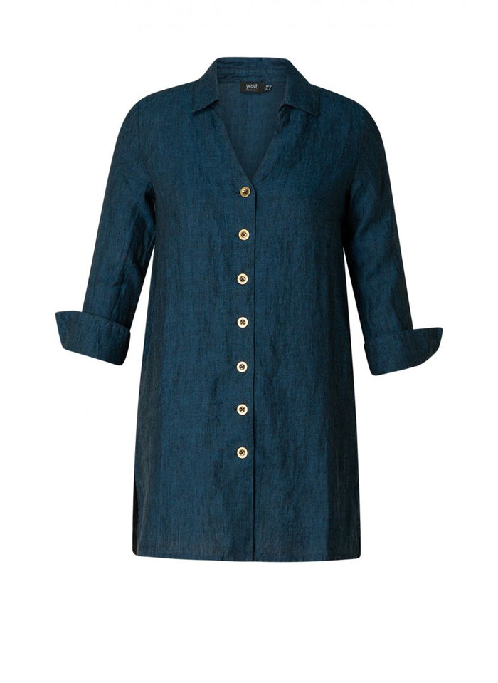 Inci linen jacket, indigo/melange