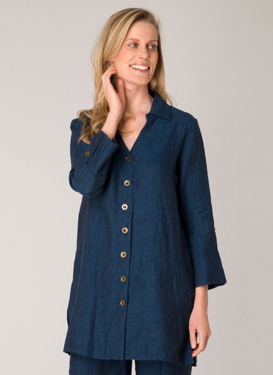 Inci linen jacket, indigo/melange