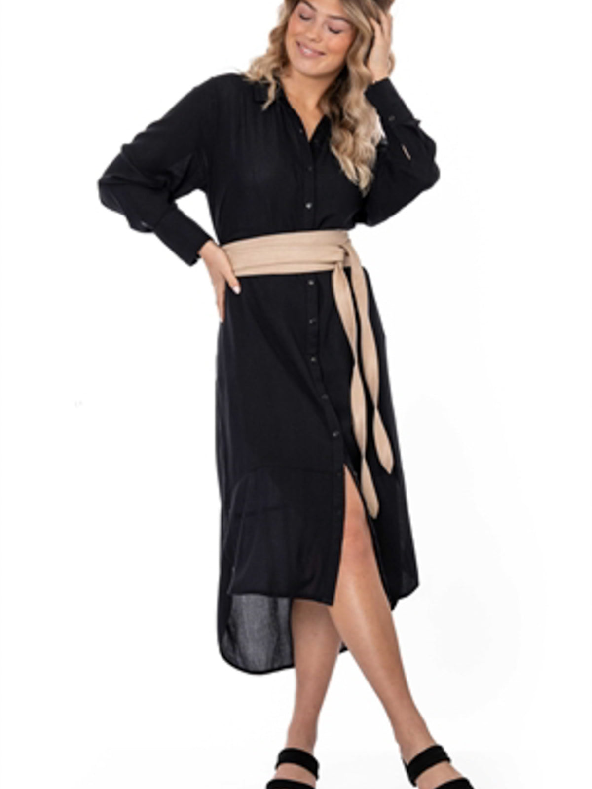 Forever long shirt dress, black