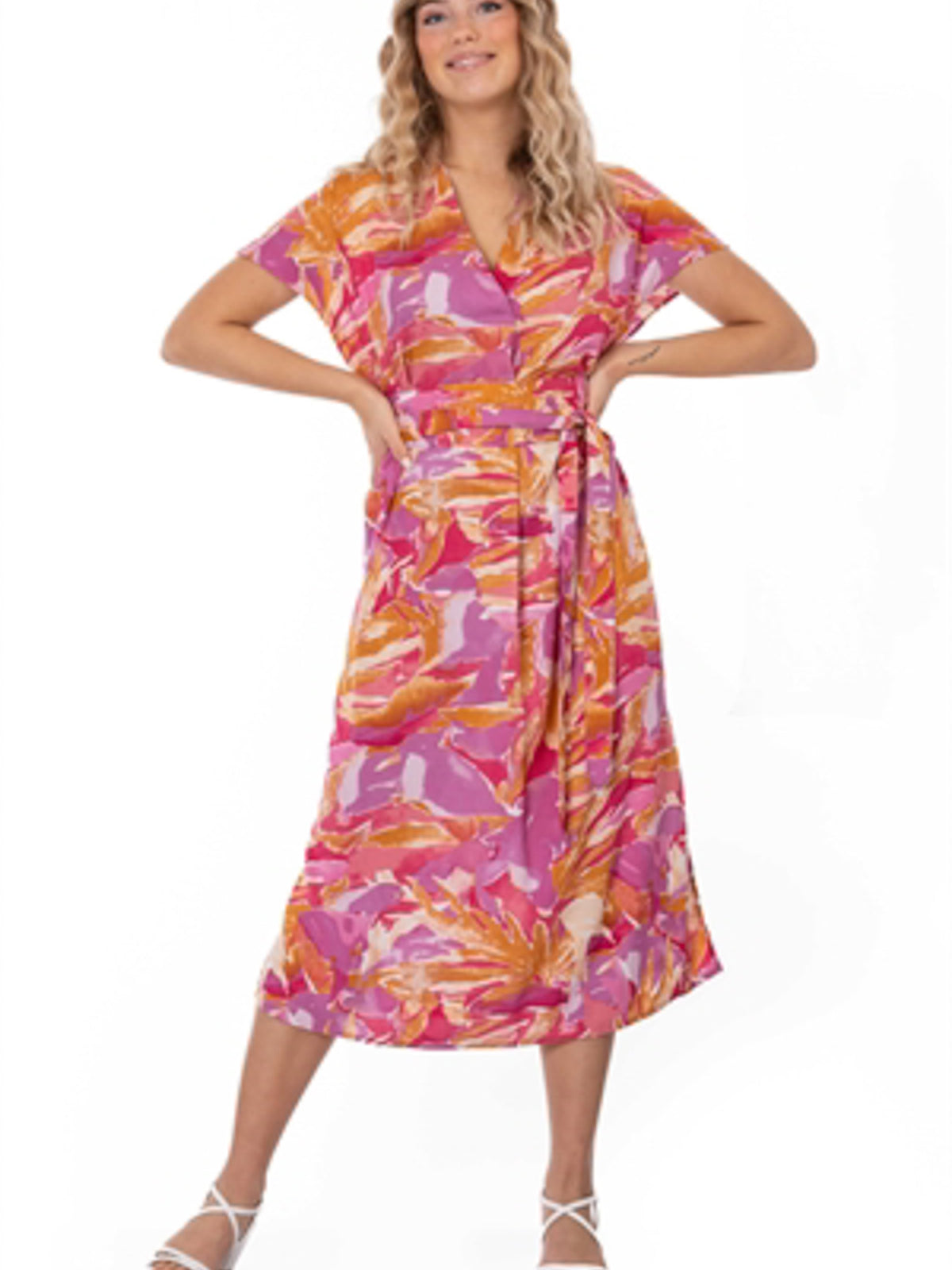 Godiva Kaftan -mekko, flamingo / mandarine