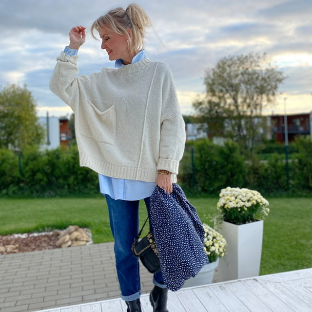 Sweet Pocket oversize sweater, off-white