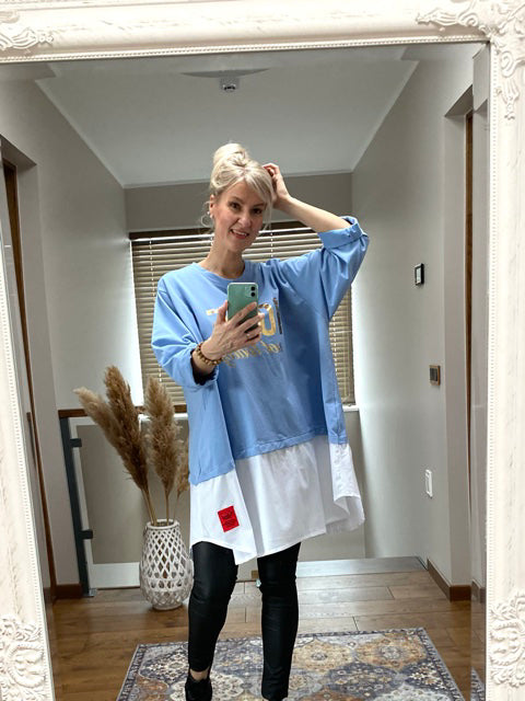 Not Today oversize tunic, sky