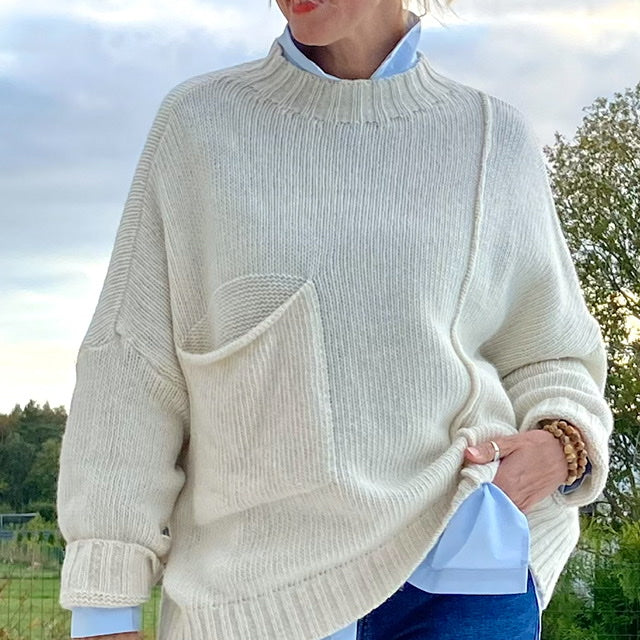 Sweet Pocket oversize sweater, off-white