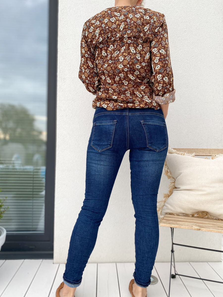 Denim slim Pull up Classic jeans, dark blue