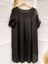 Marie linen tunic, black
