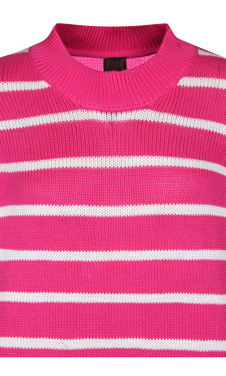 Marx -puuvillaneule, pinkki/valkoinen