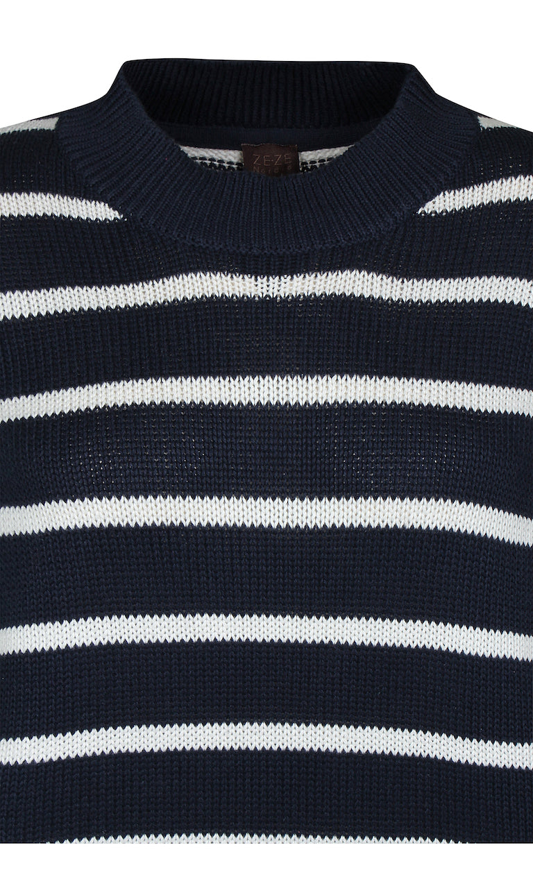 Marx cotton sweater, navy/white
