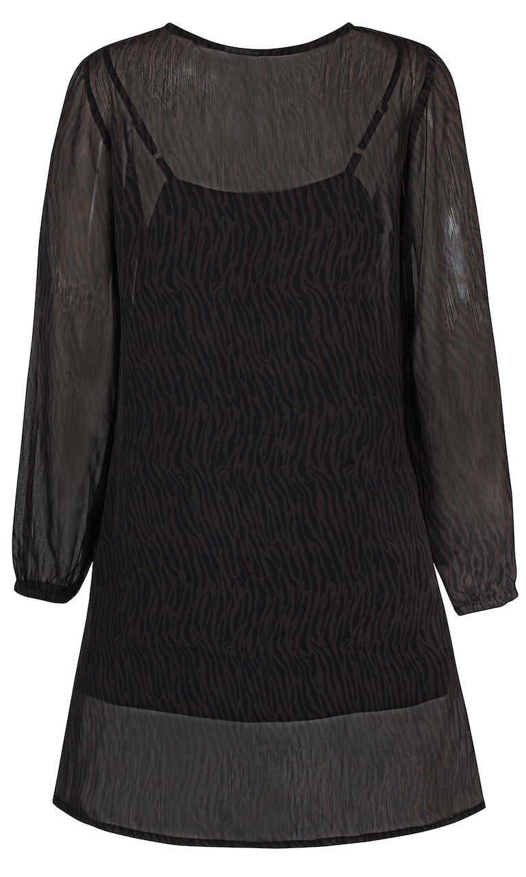 Faud chiffon dress/tunic, dark brown