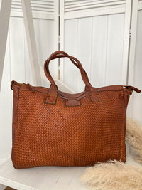 Havana leather bag, dark Cognac