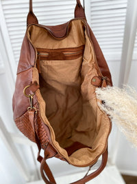 Havana leather bag, dark Cognac