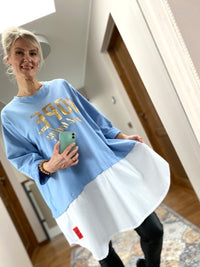 Not Today oversize tunic, sky