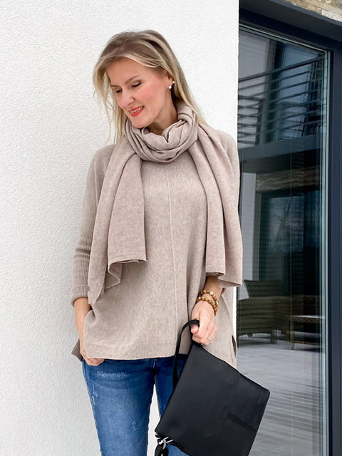 Cashmere Blend Leana -neule, taupe