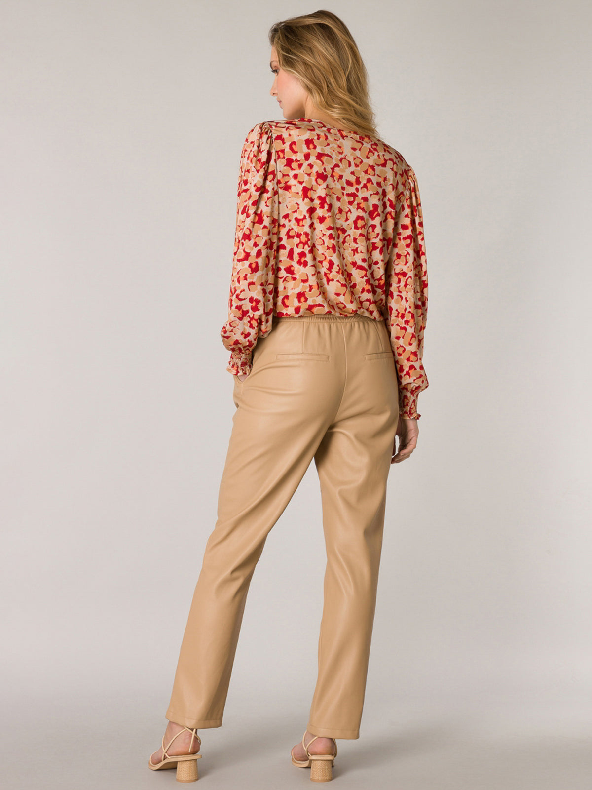 Georgia imitation leather pants, light camel