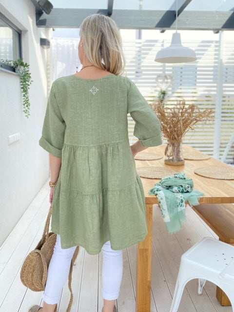 Palma Bay linen tunic / dress, green