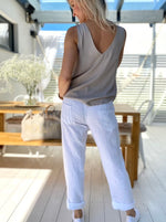 Pretty Simple linen pants, white